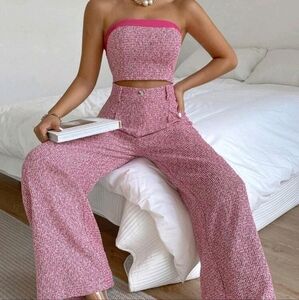 Solid Tube Top & Wide Leg Pants